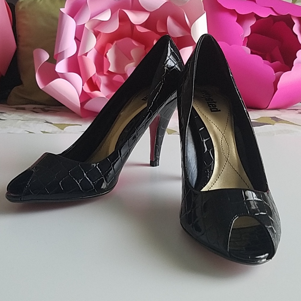 Peep Toe Patent Leather Heels